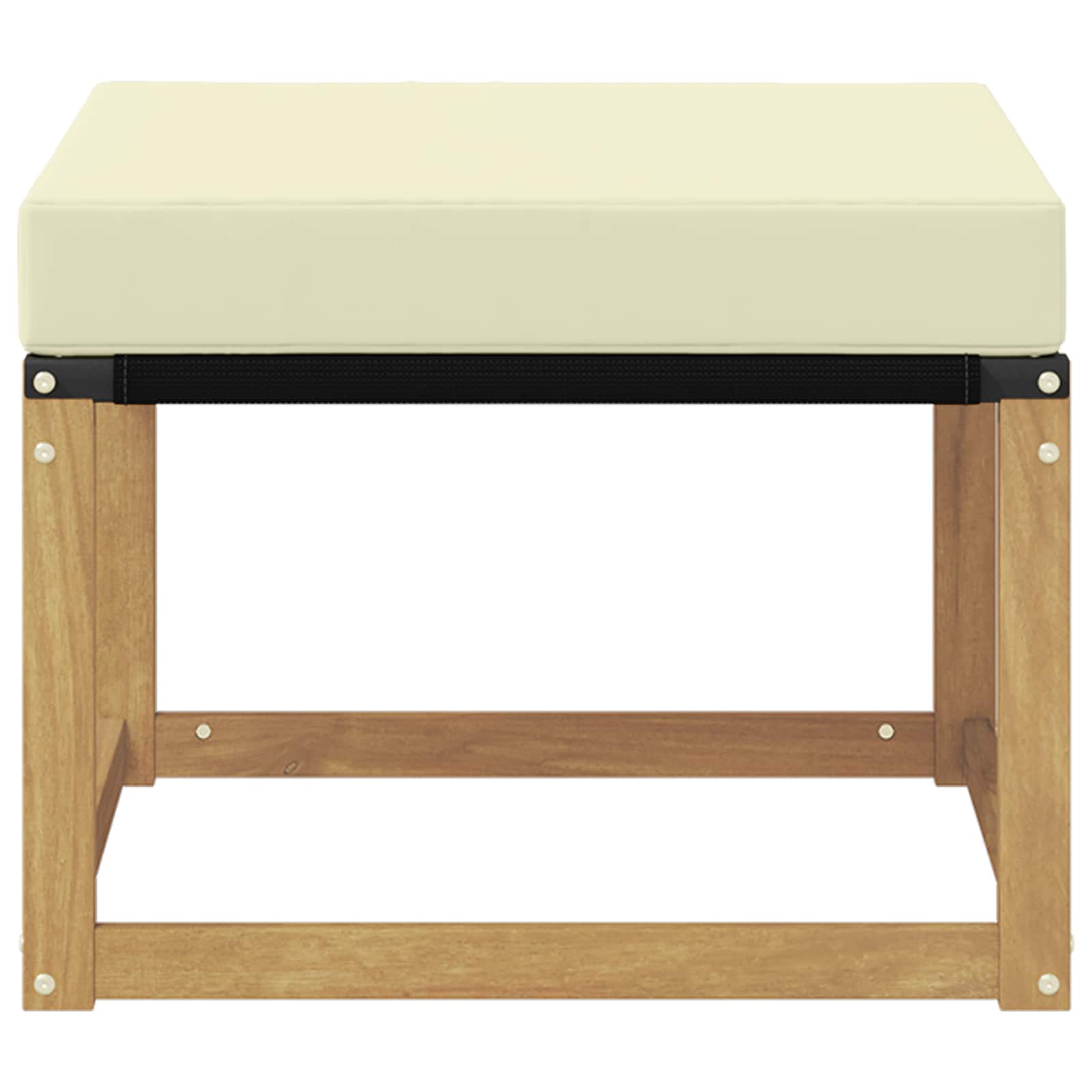 Outdoor-Fußhocker Massivholz Akazie und Textilene Stoff Weiß