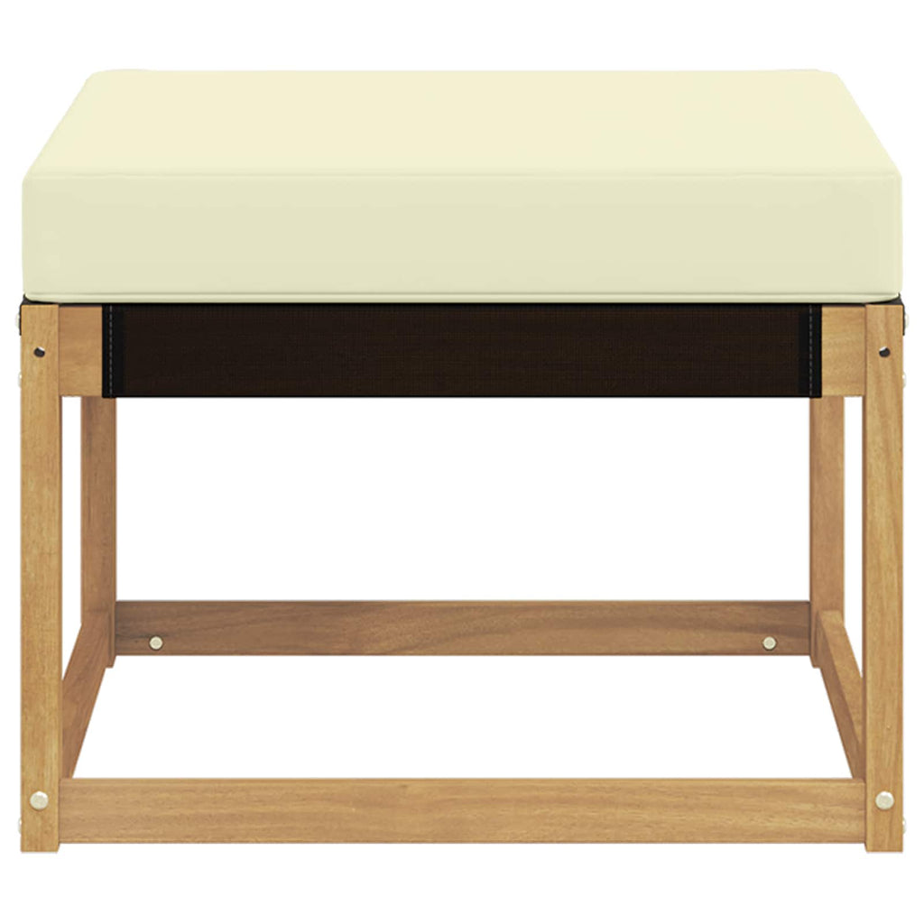 Outdoor-Fußhocker Massivholz Akazie und Textilene Stoff Weiß