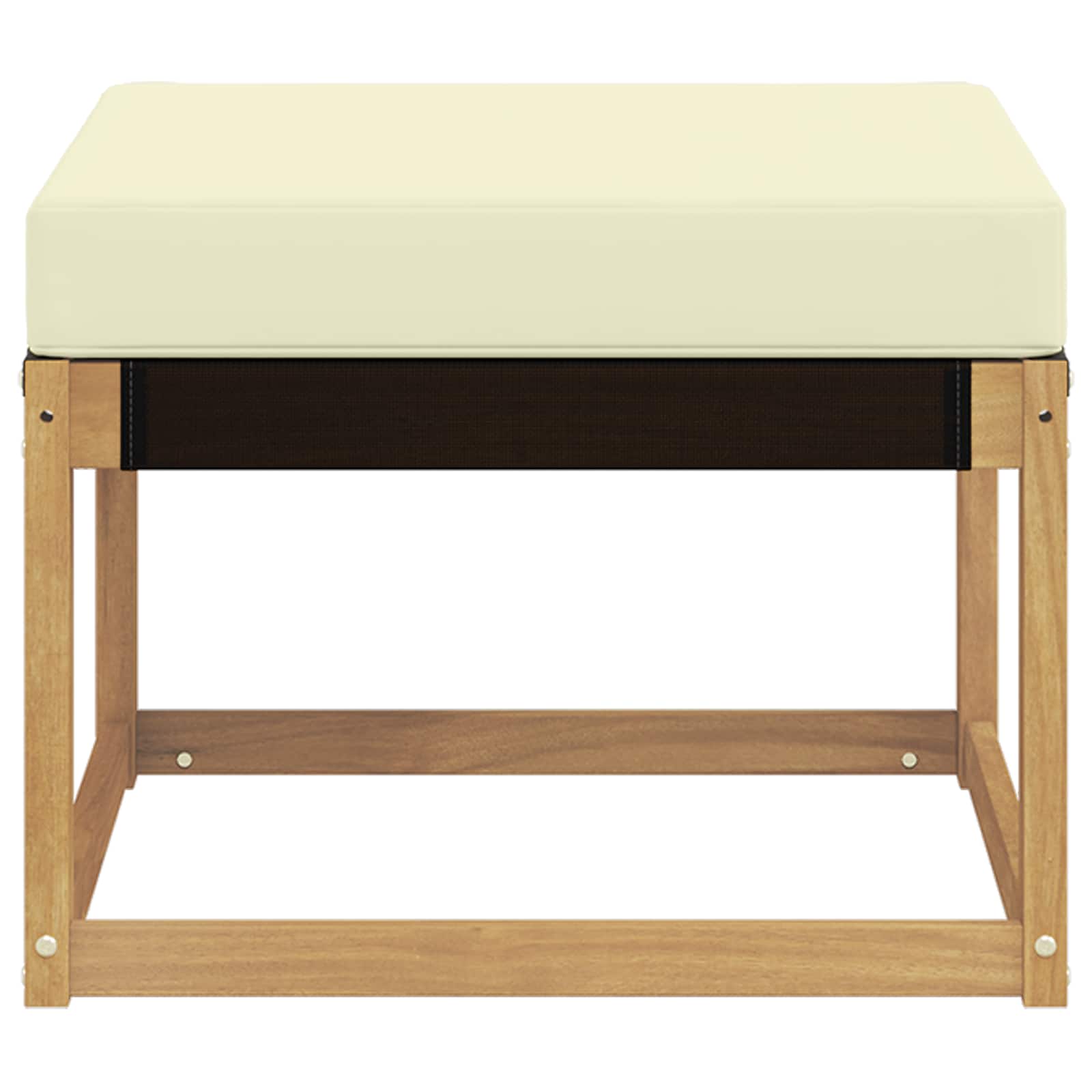 Outdoor-Fußhocker Massivholz Akazie und Textilene Stoff Weiß