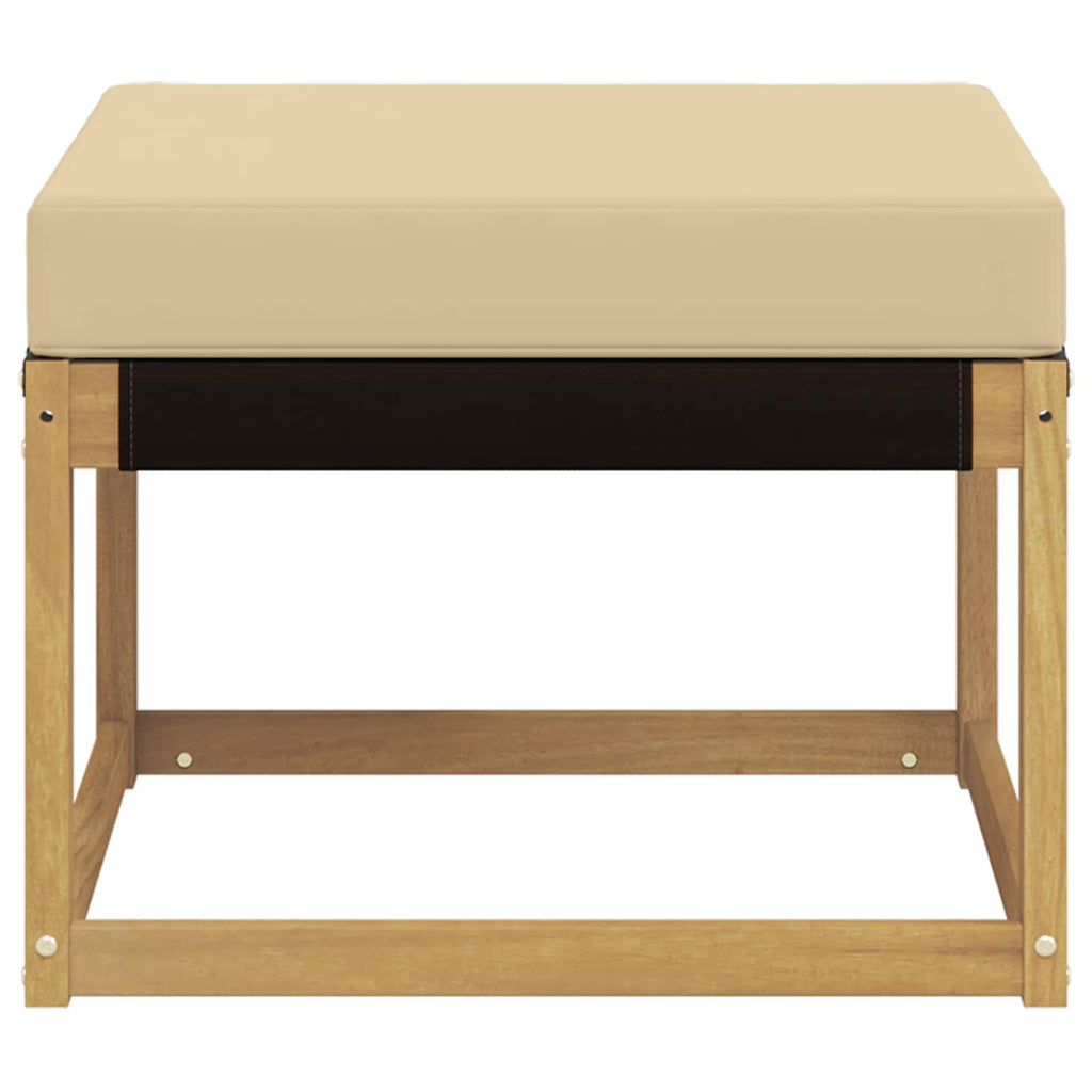 Outdoor-Fußhocker Massivholz Akazie und Textilene Stoff Weiß