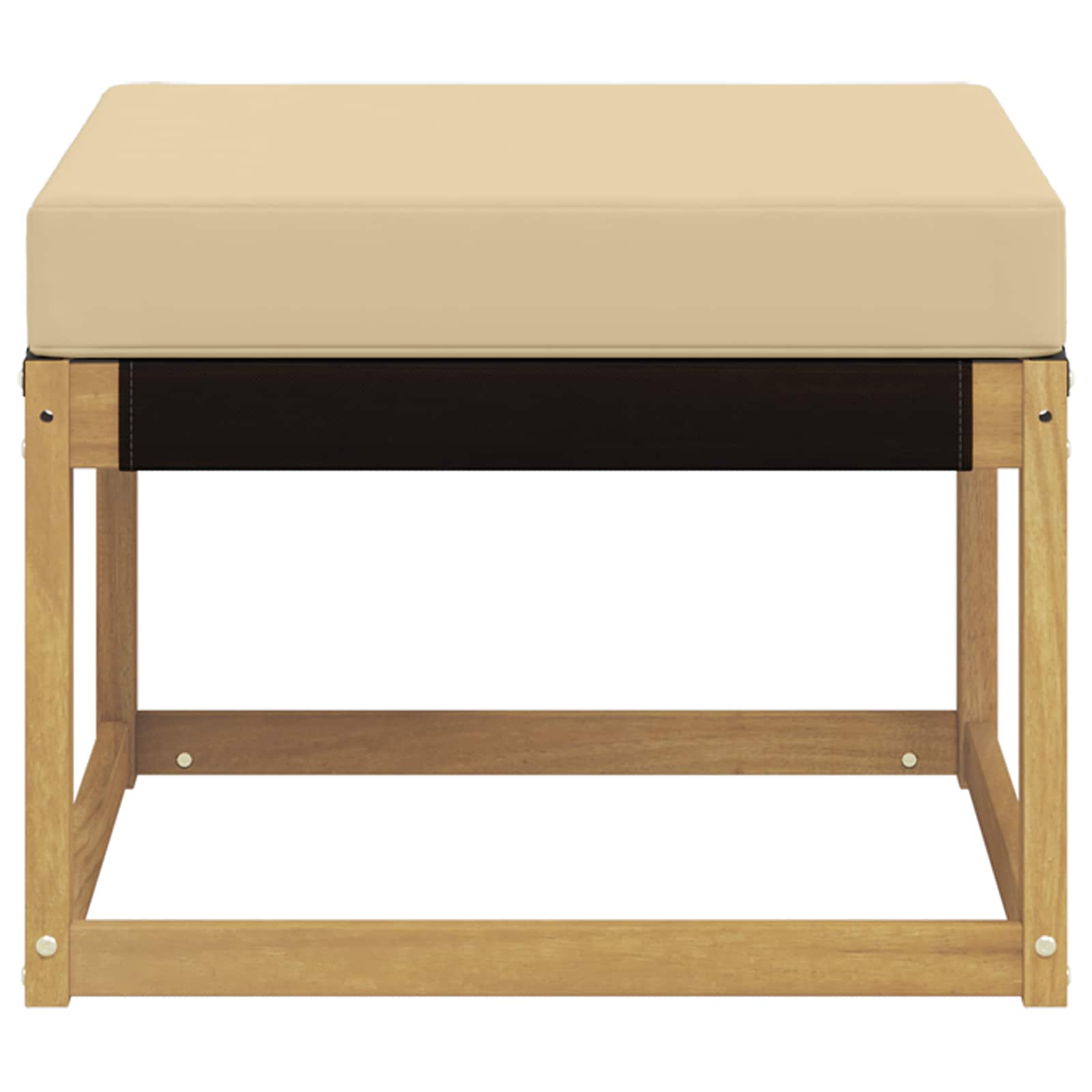 Outdoor-Fußhocker Massivholz Akazie und Textilene Stoff Weiß