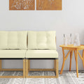 Outdoor Mittelsofa Massivholz Akazie und Textilene Stoff Weiß