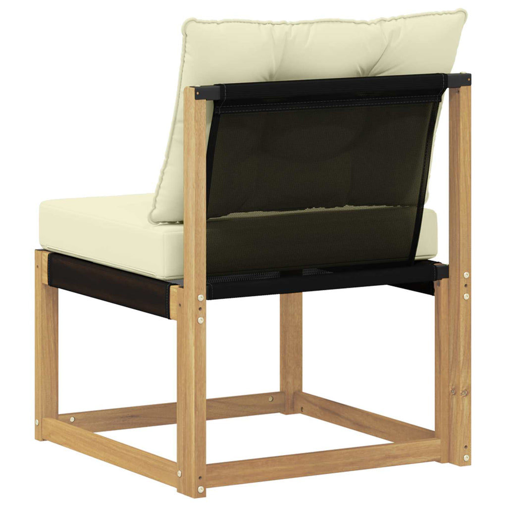 Outdoor Mittelsofa Massivholz Akazie und Textilene Stoff Weiß