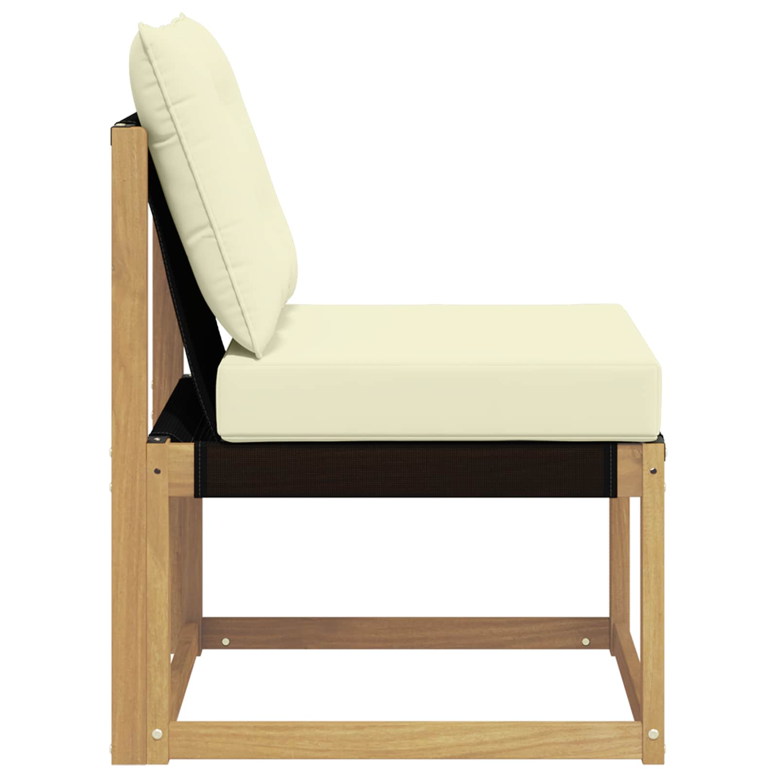 Outdoor Mittelsofa Massivholz Akazie und Textilene Stoff Weiß