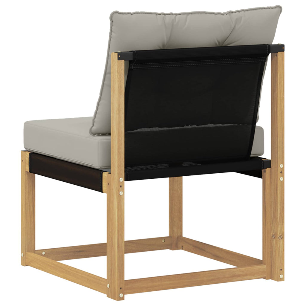 Outdoor Mittelsofa Massivholz Akazie und Textilene Stoff Weiß