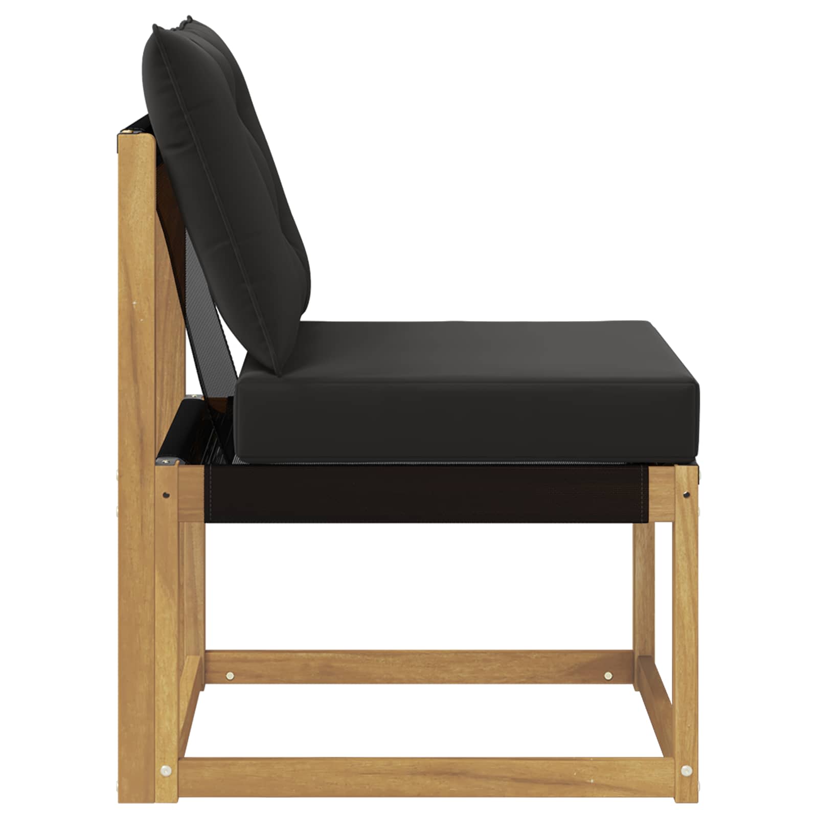 Outdoor Mittelsofa Massivholz Akazie und Textilene Stoff Weiß