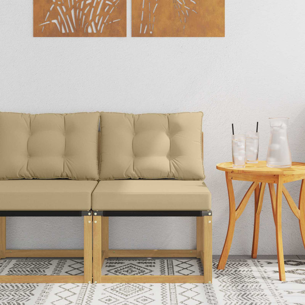 Outdoor Mittelsofa Massivholz Akazie und Textilene Stoff Weiß