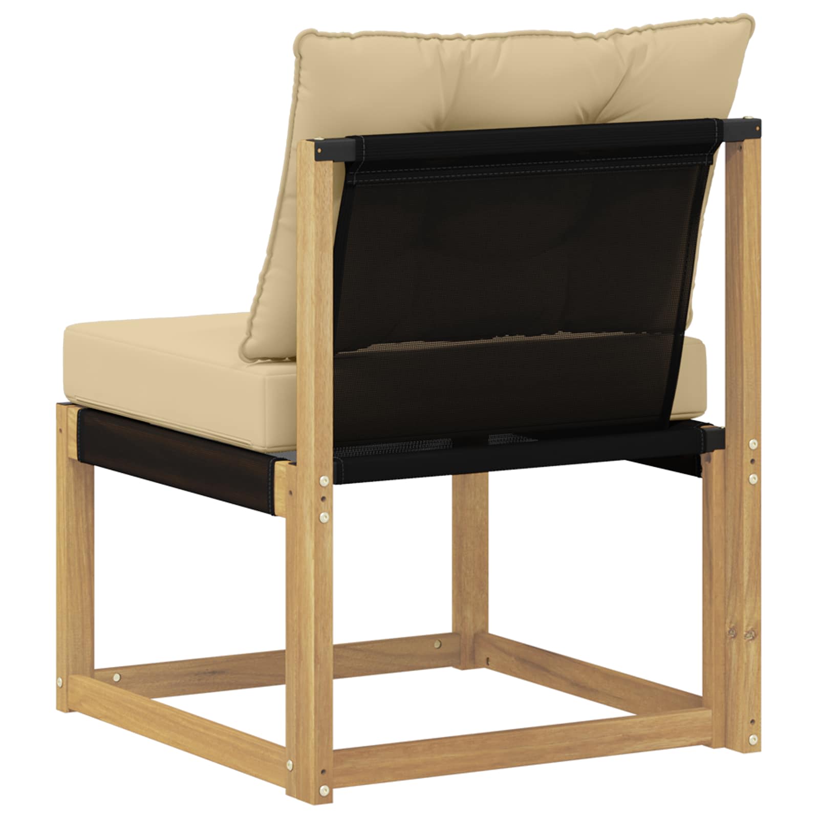 Outdoor Mittelsofa Massivholz Akazie und Textilene Stoff Weiß