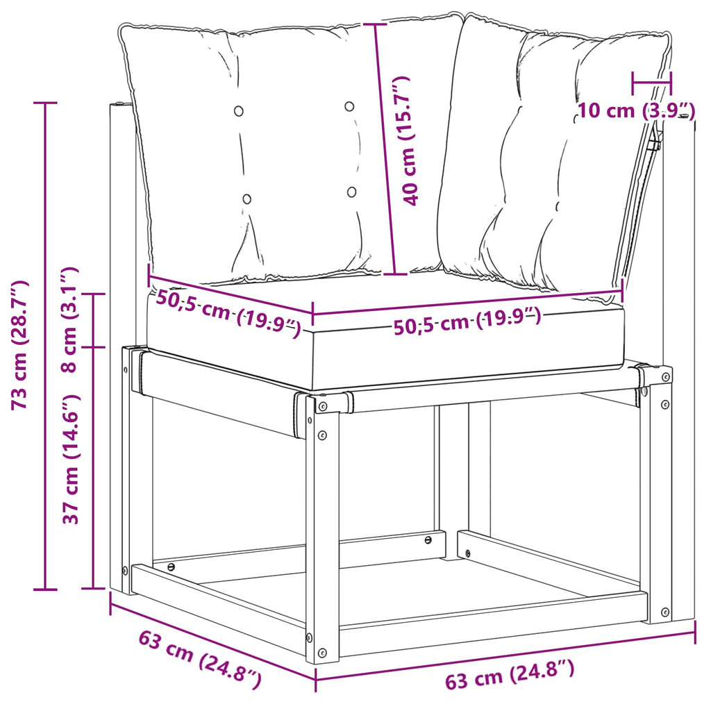 Outdoor Ecksofa Massivholz Akazie und Textilene Stoff Weiß