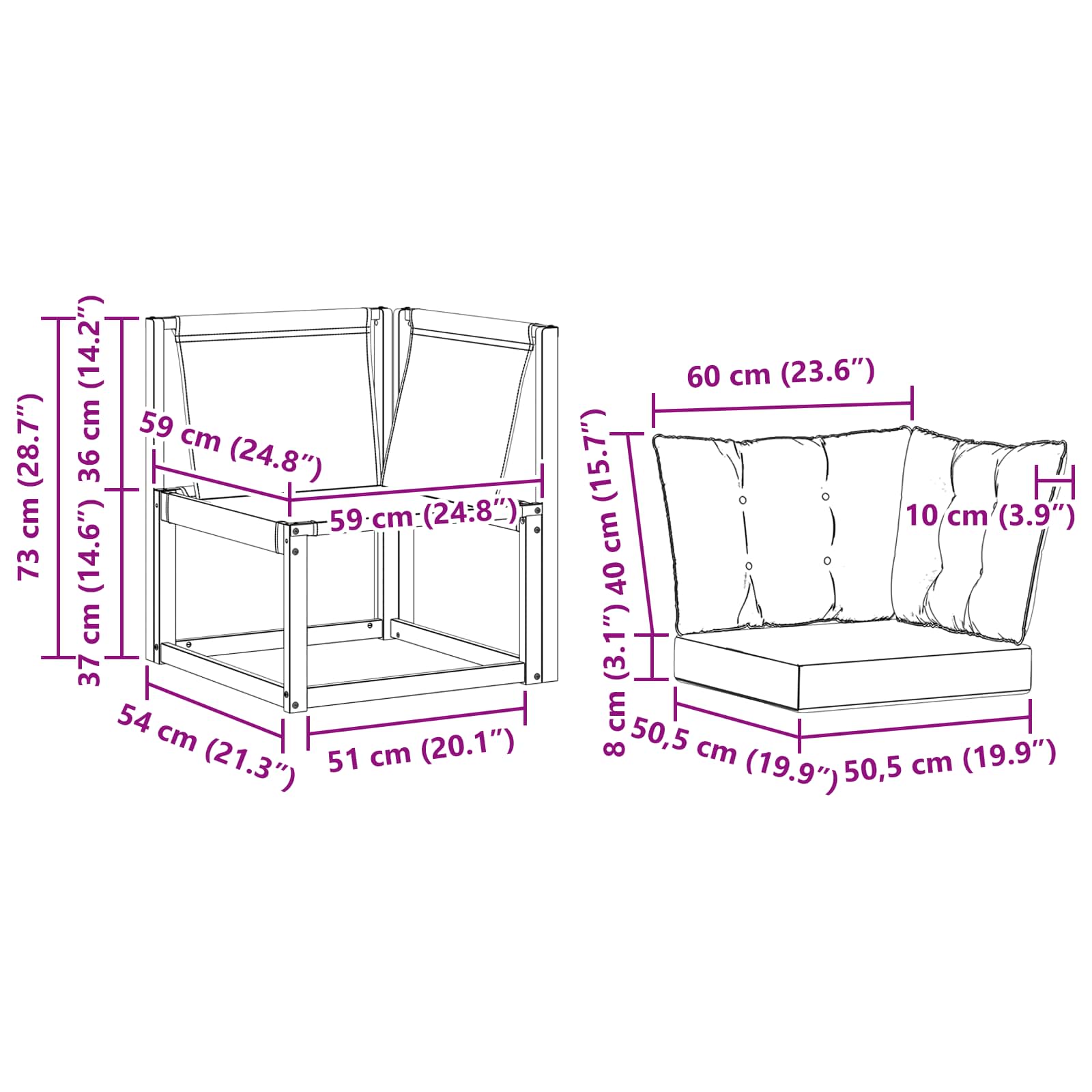 Outdoor Ecksofa Massivholz Akazie und Textilene Stoff Weiß