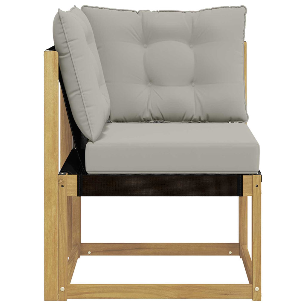 Outdoor Ecksofa Massivholz Akazie und Textilene Stoff Weiß