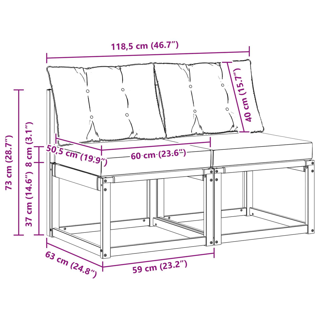 2 Stück Outdoor Mittelsofa