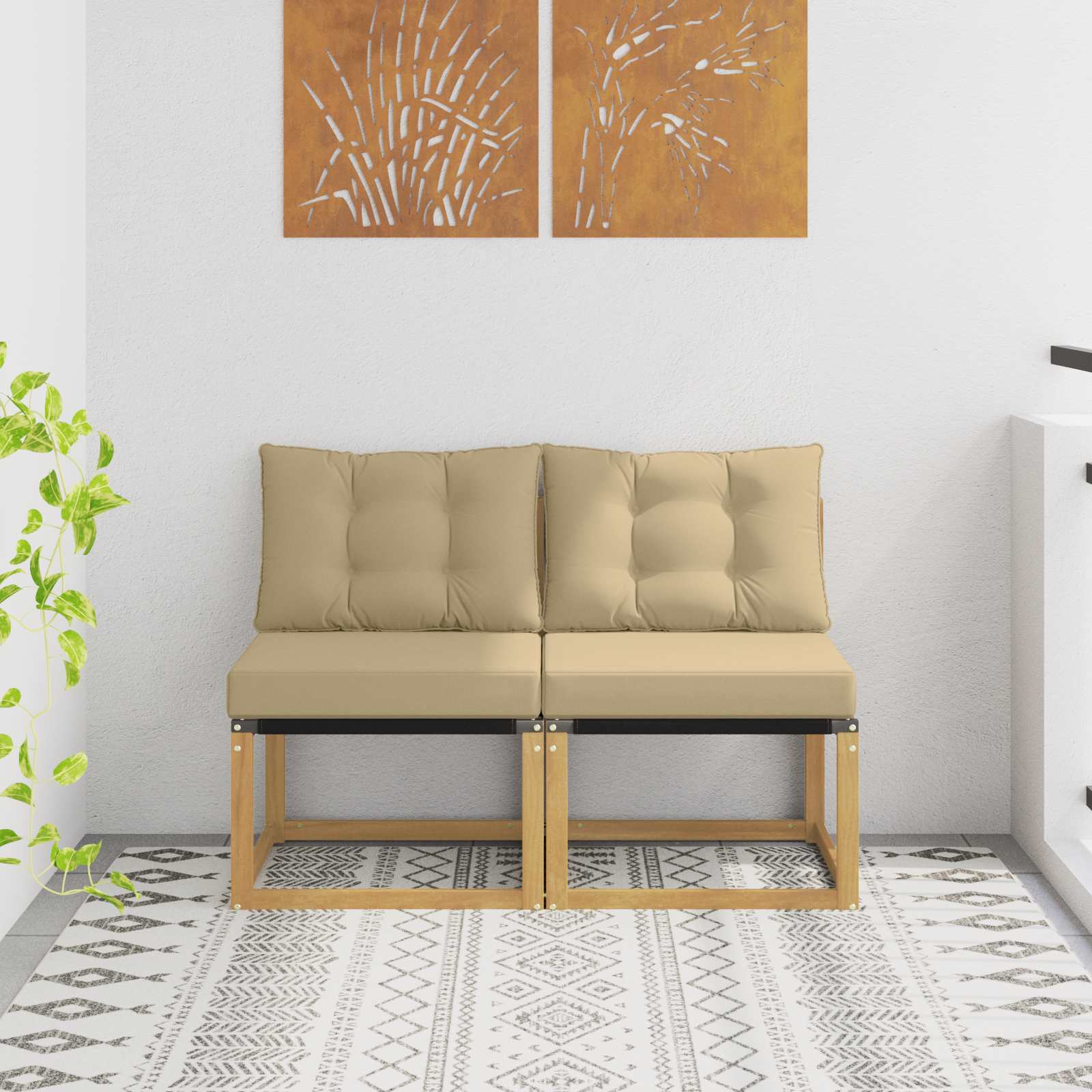 2 Stück Outdoor Mittelsofa