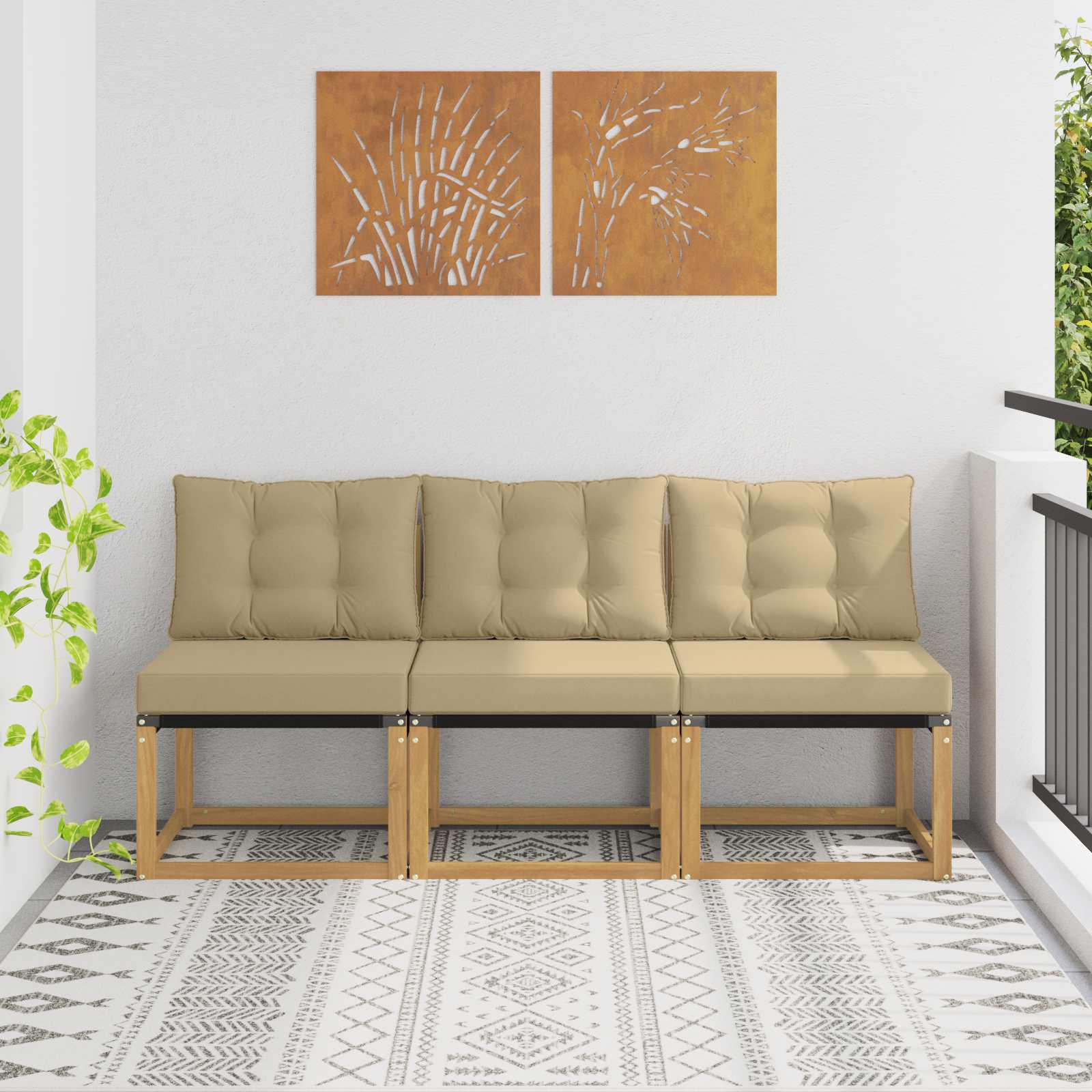 3 Stück Outdoor Mittelsofa