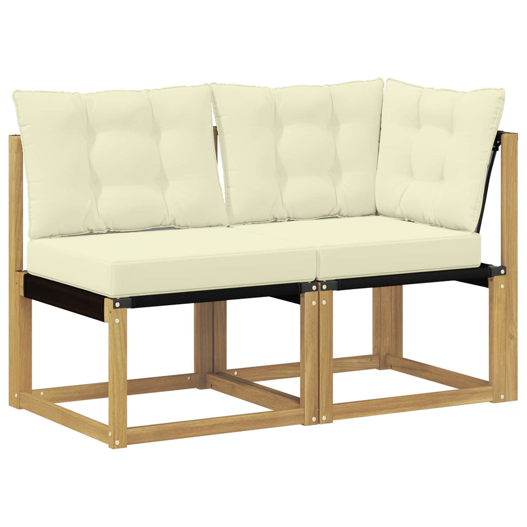 Outdoor Mittel- und Ecksofa mit Kissen 2 Stück Weiß