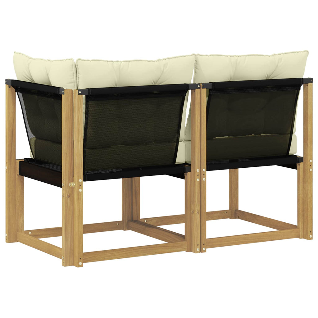 Outdoor Mittel- und Ecksofa mit Kissen 2 Stück Weiß