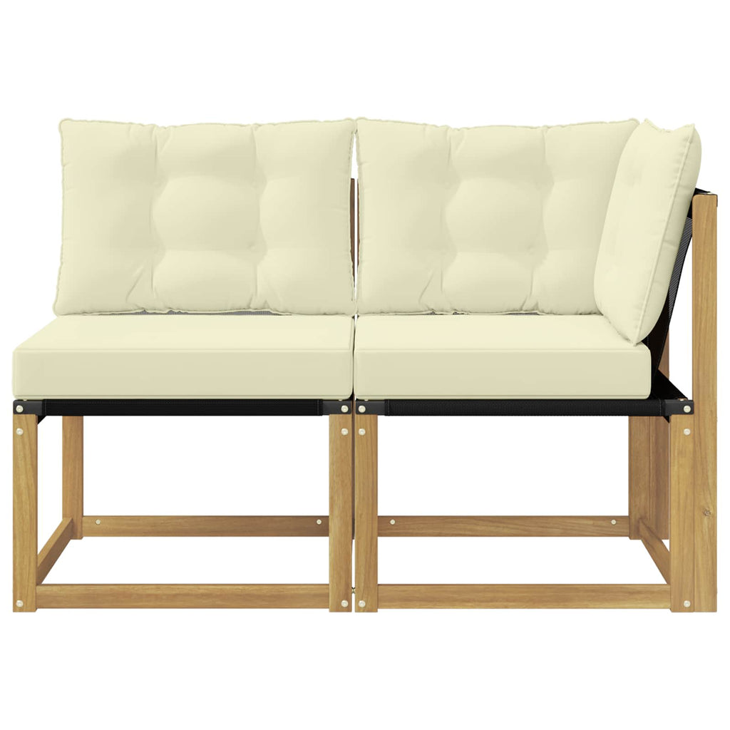 Outdoor Mittel- und Ecksofa mit Kissen 2 Stück Weiß