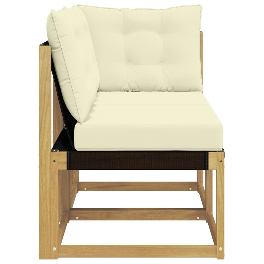 Outdoor Mittel- und Ecksofa mit Kissen 2 Stück Weiß