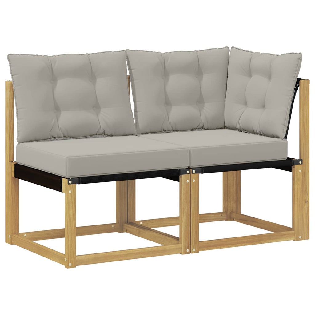 Outdoor Mittel- und Ecksofa mit Kissen 2 Stück Weiß