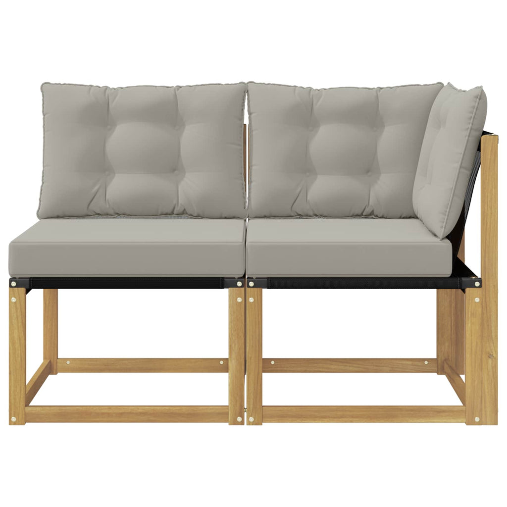 Outdoor Mittel- und Ecksofa mit Kissen 2 Stück Weiß