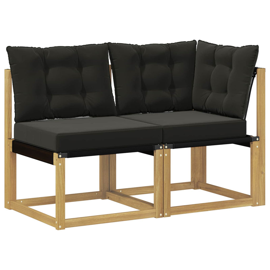 Outdoor Mittel- und Ecksofa mit Kissen 2 Stück Weiß