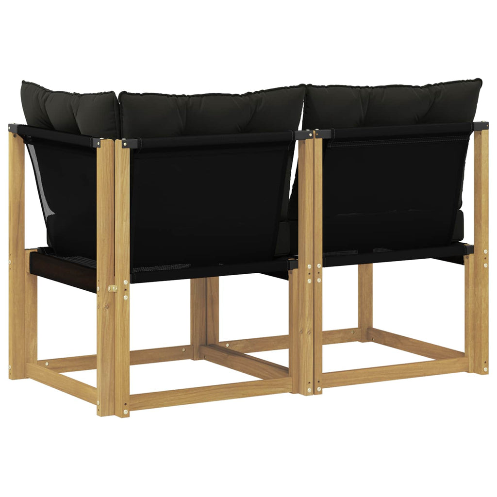 Outdoor Mittel- und Ecksofa mit Kissen 2 Stück Weiß
