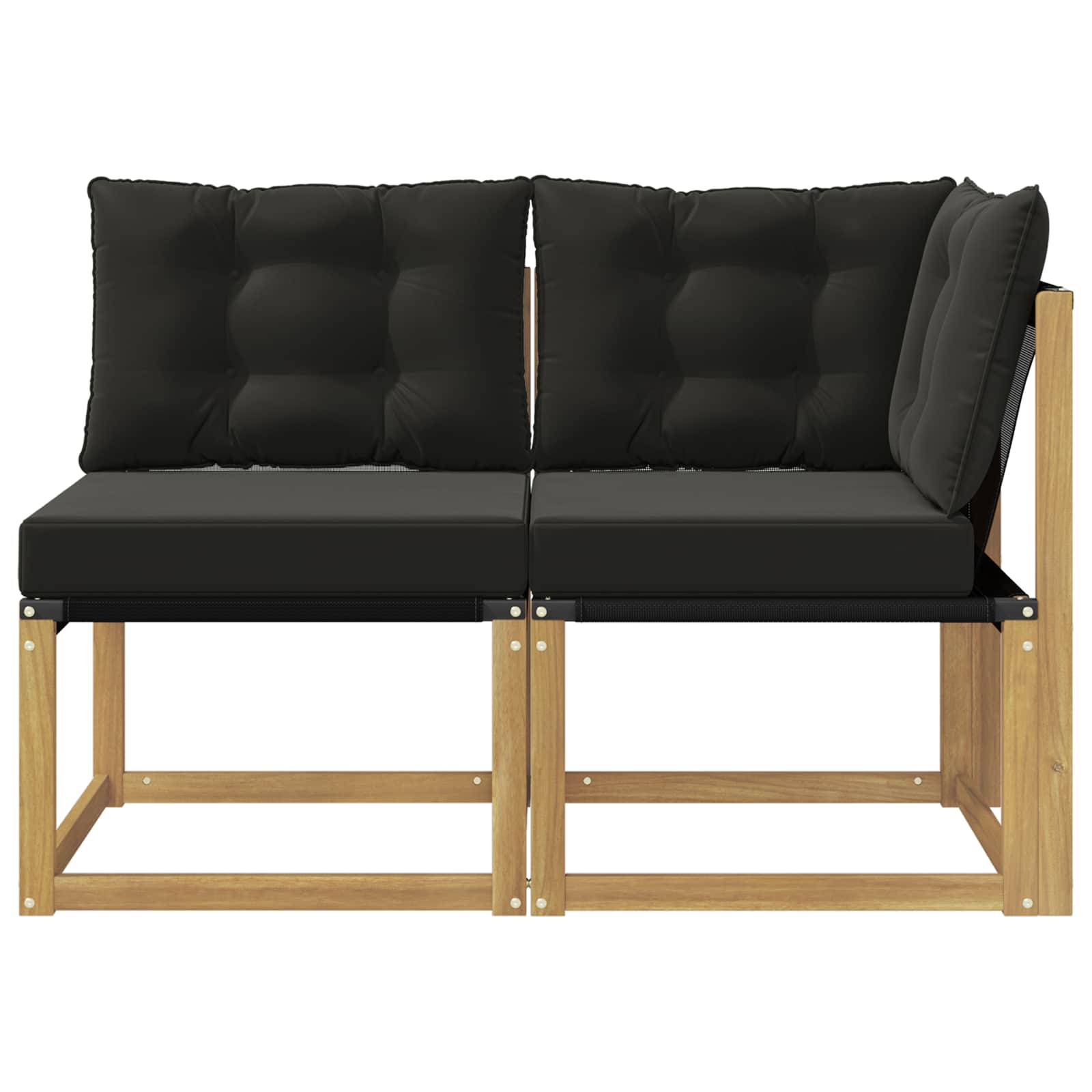 Outdoor Mittel- und Ecksofa mit Kissen 2 Stück Weiß