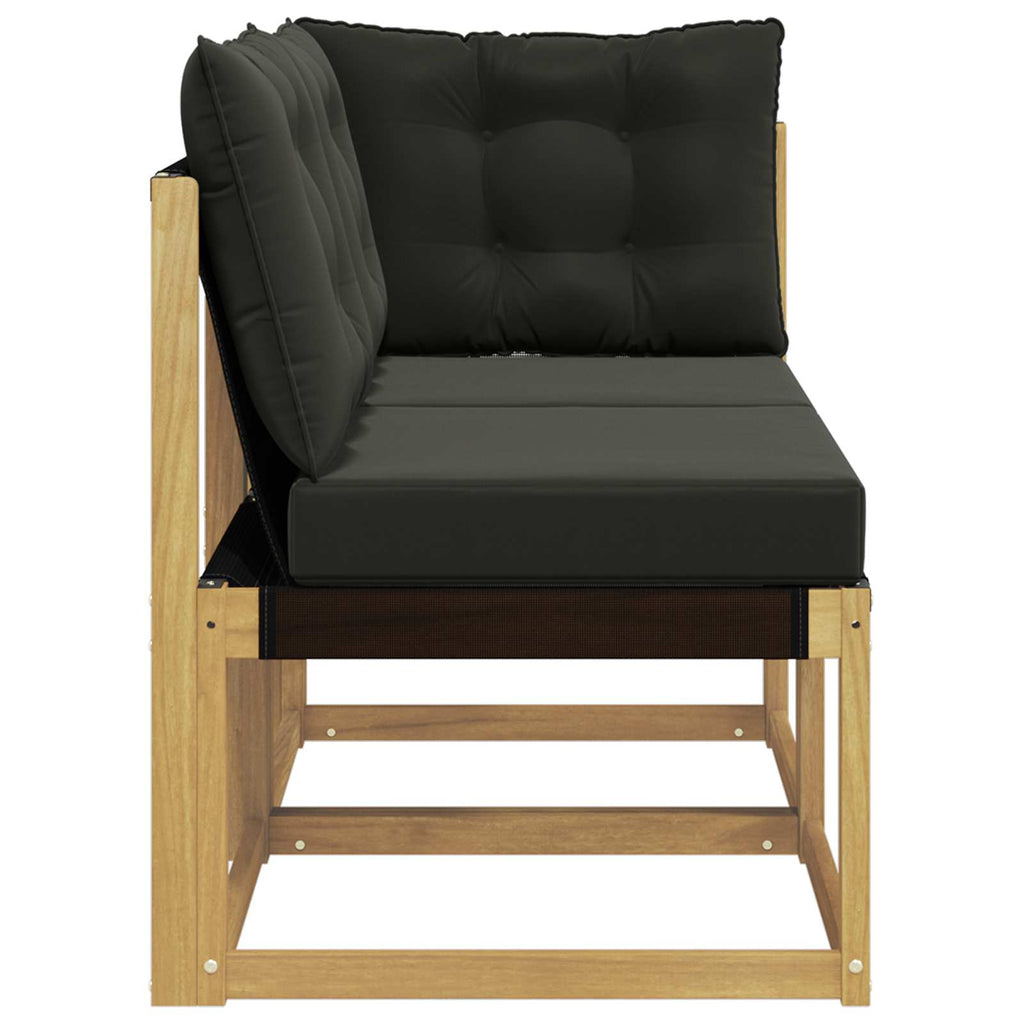 Outdoor Mittel- und Ecksofa mit Kissen 2 Stück Weiß