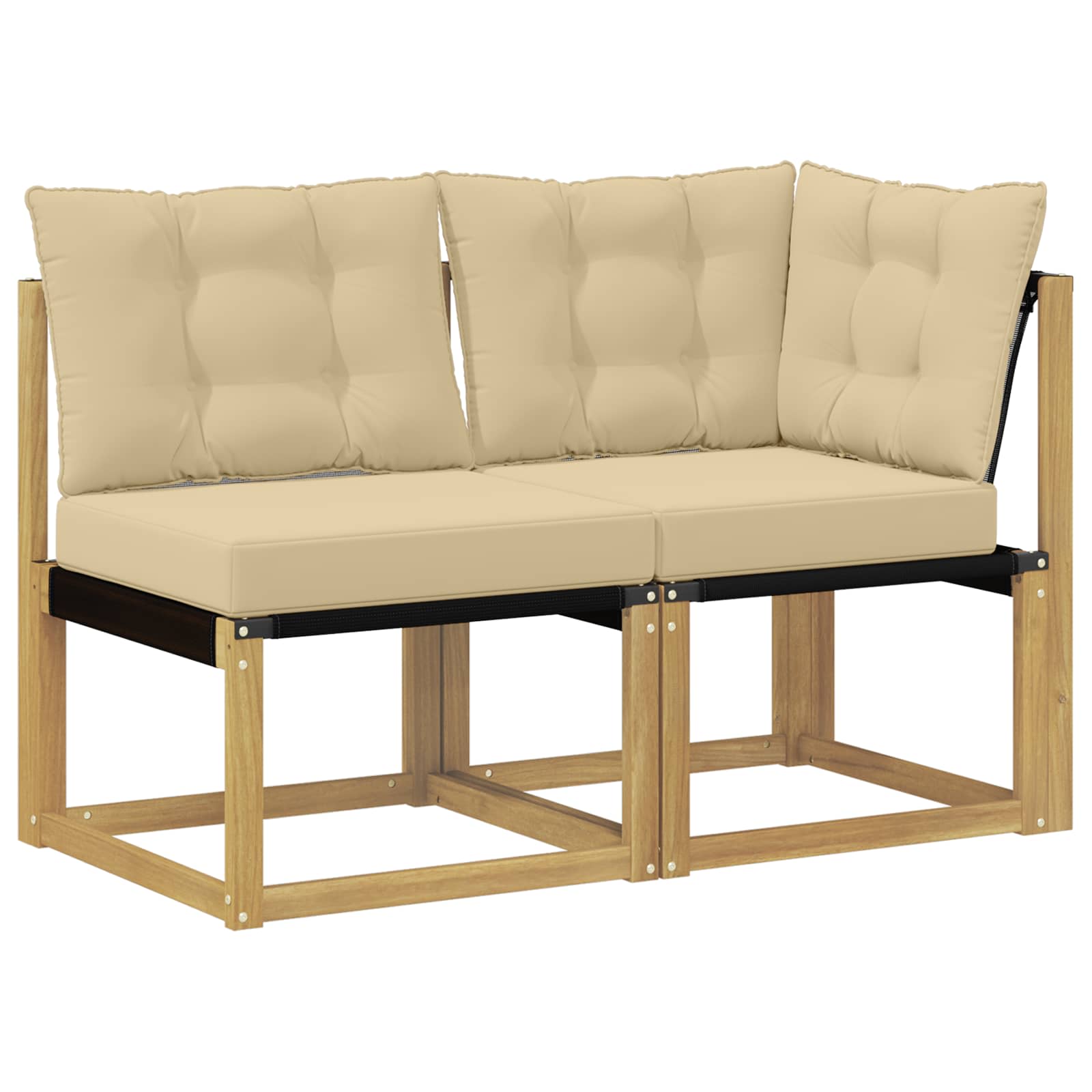 Outdoor Mittel- und Ecksofa mit Kissen 2 Stück Weiß