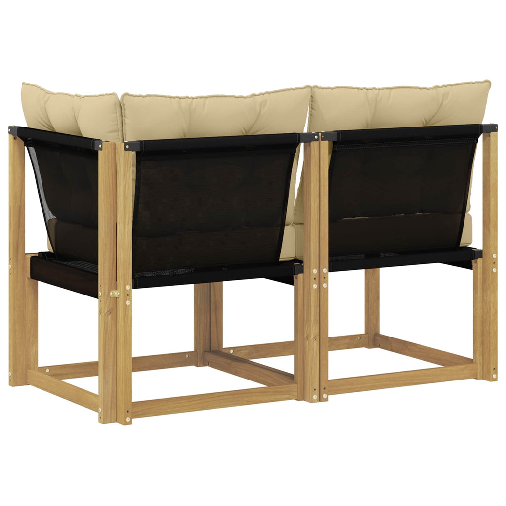 Outdoor Mittel- und Ecksofa mit Kissen 2 Stück Weiß