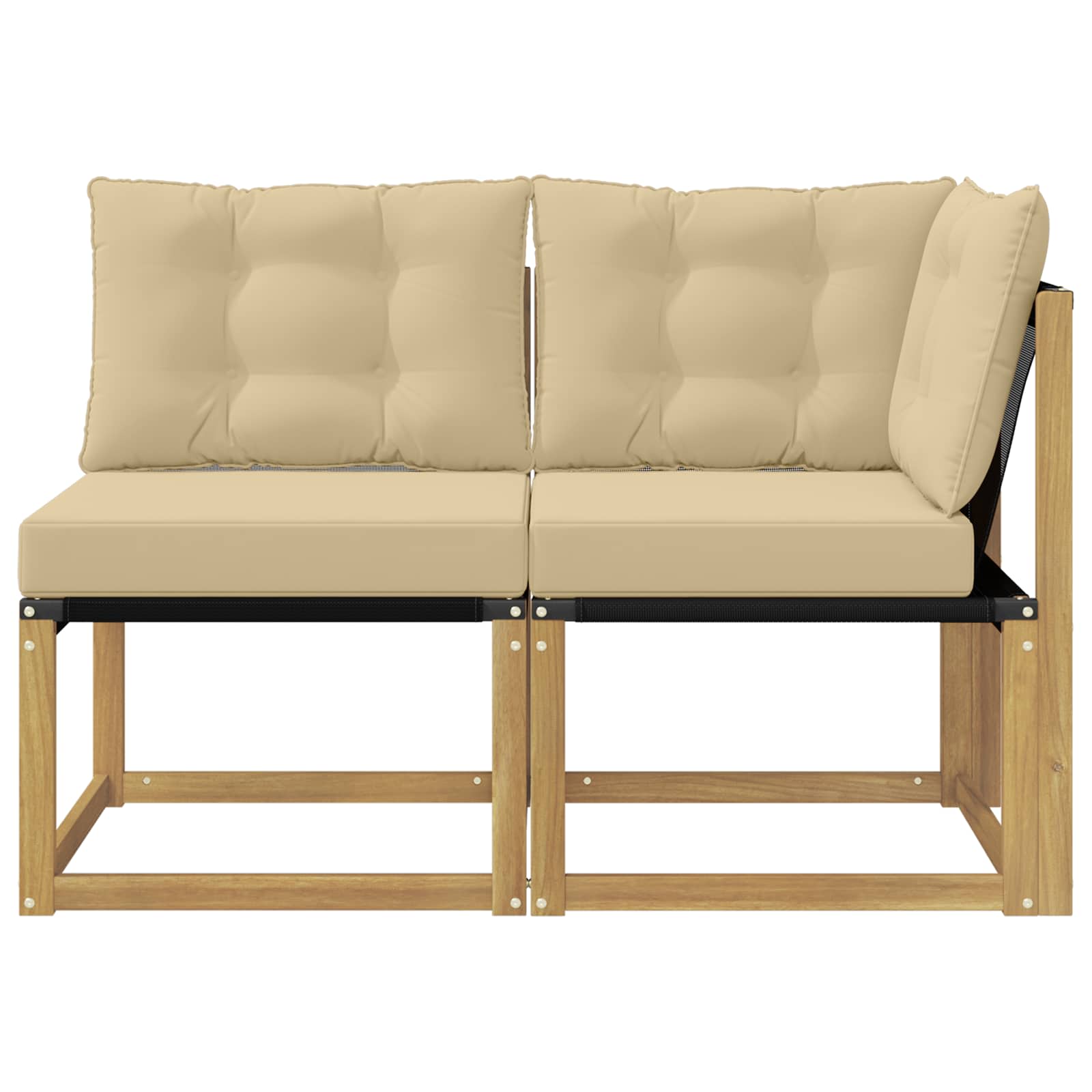 Outdoor Mittel- und Ecksofa mit Kissen 2 Stück Weiß