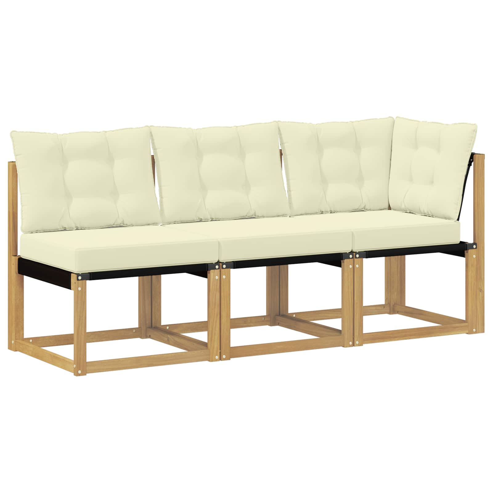 Outdoor Mittel- und Ecksofa mit Kissen 3 Stück Weiß