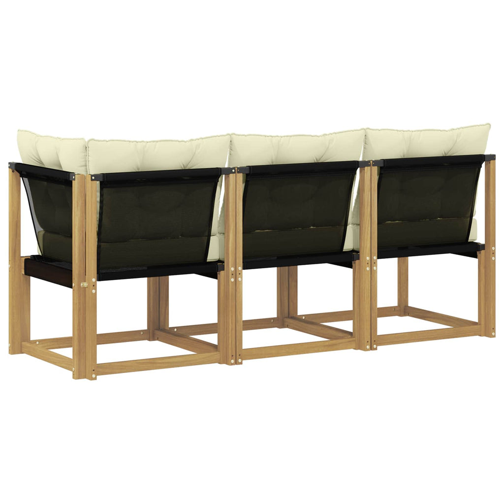 Outdoor Mittel- und Ecksofa mit Kissen 3 Stück Weiß