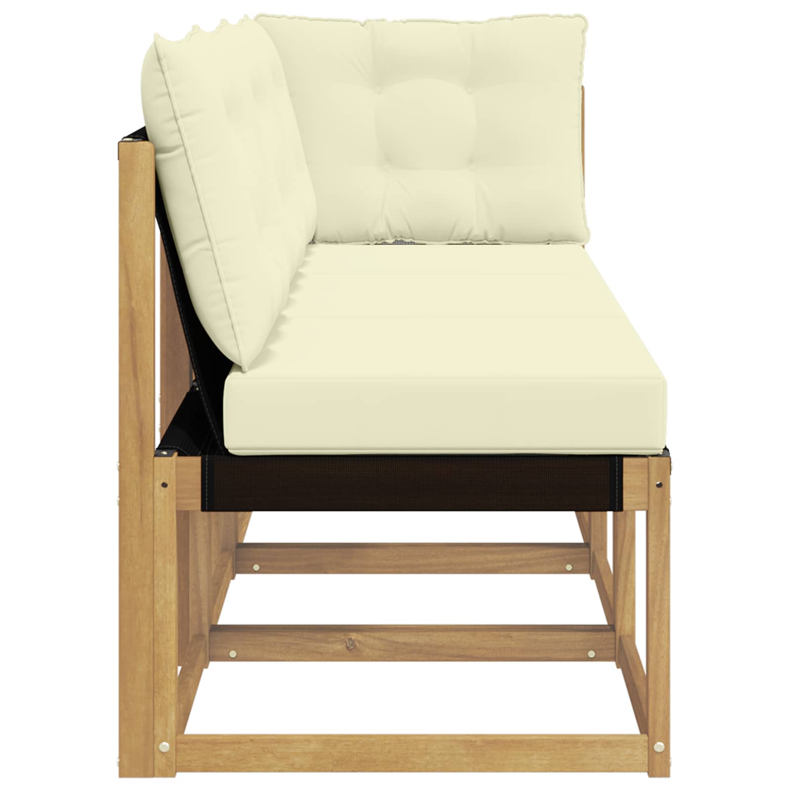 Outdoor Mittel- und Ecksofa mit Kissen 3 Stück Weiß