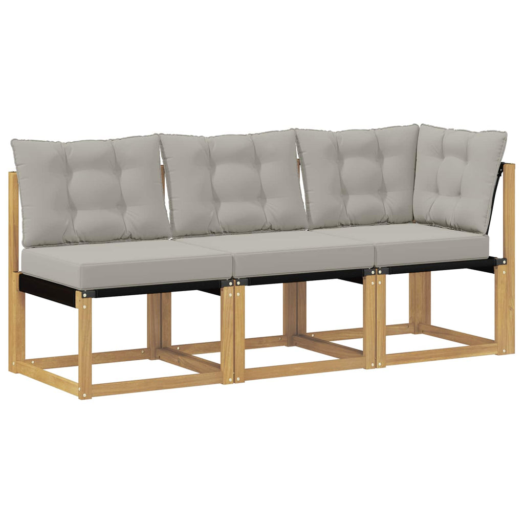 Outdoor Mittel- und Ecksofa mit Kissen 3 Stück Weiß