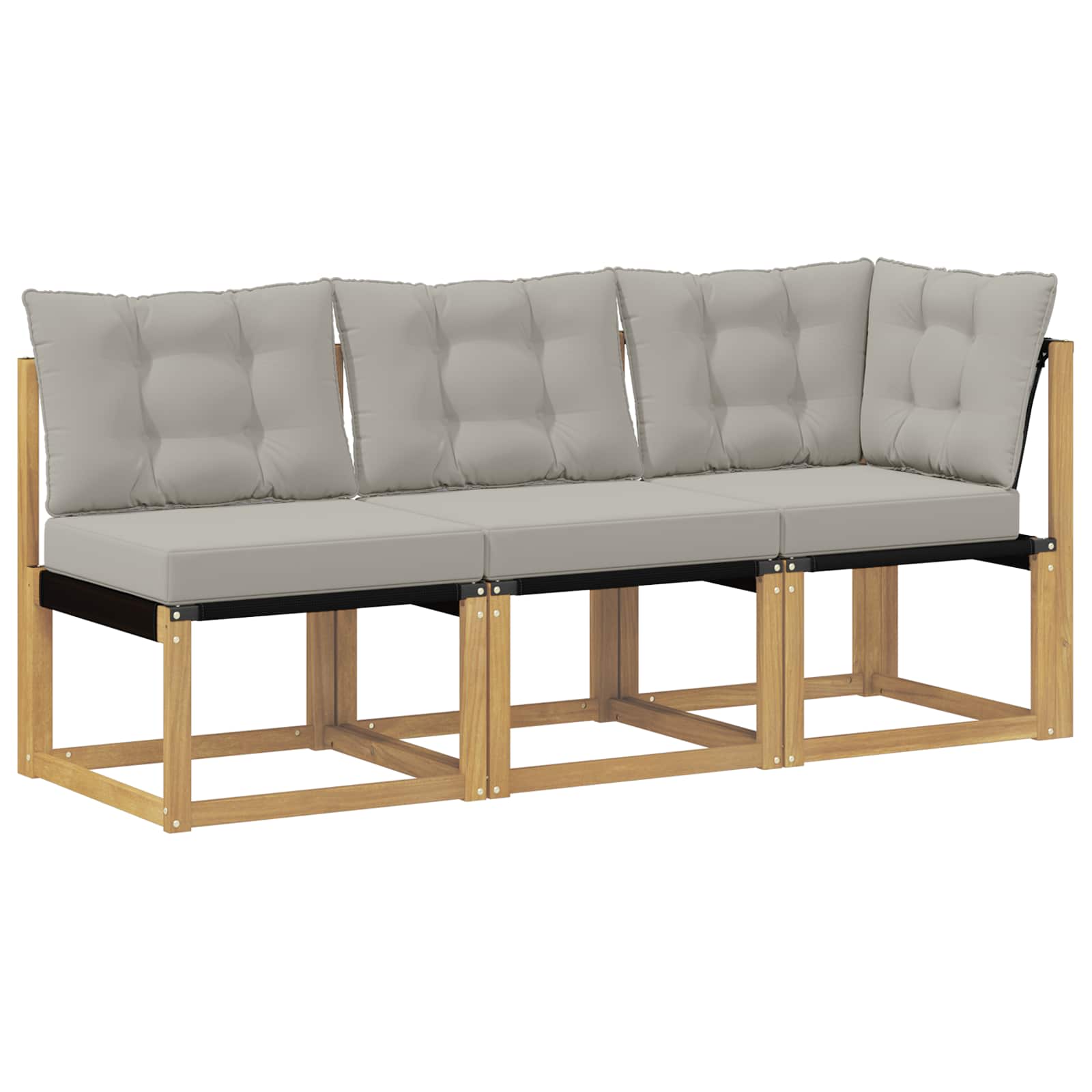 Outdoor Mittel- und Ecksofa mit Kissen 3 Stück Weiß