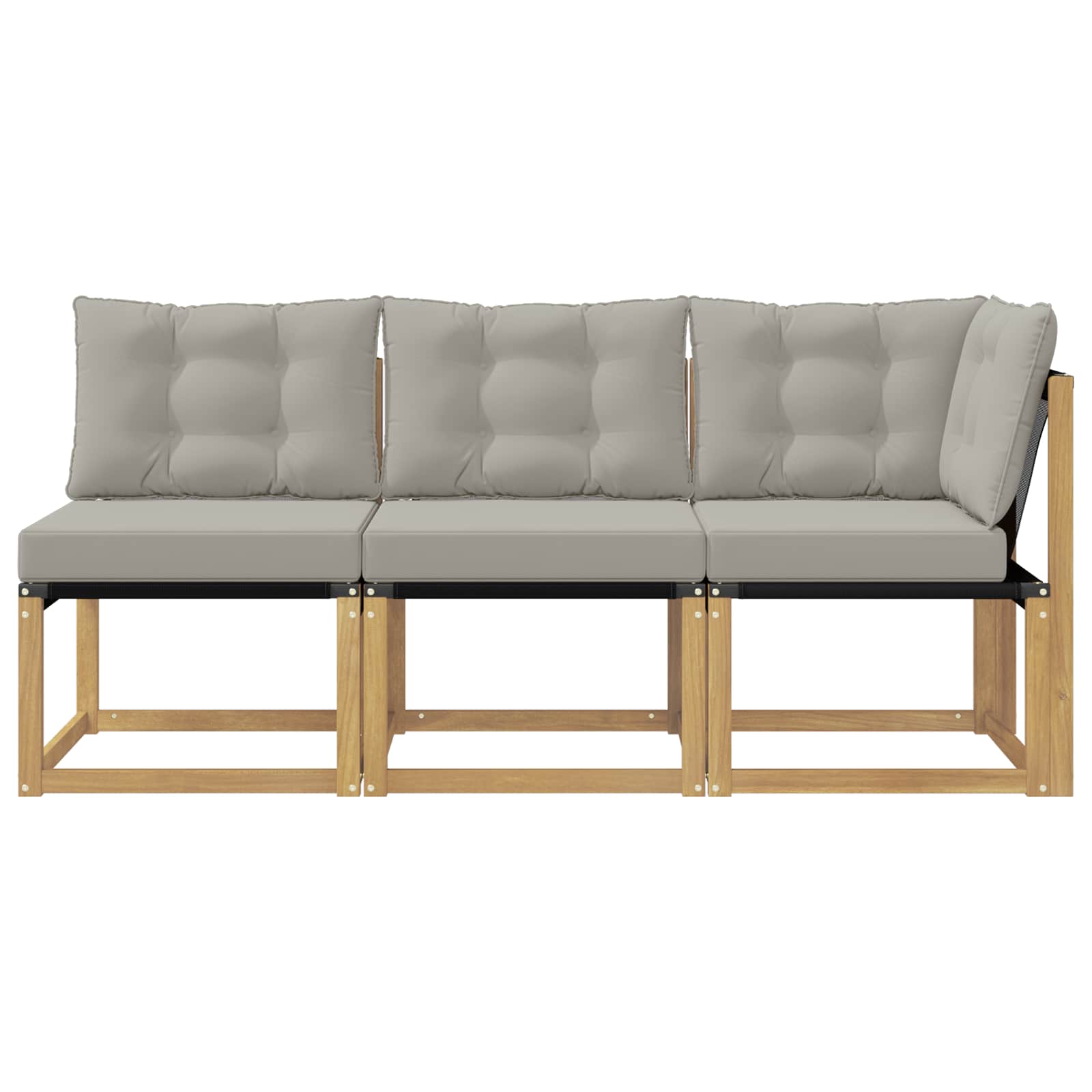 Outdoor Mittel- und Ecksofa mit Kissen 3 Stück Weiß