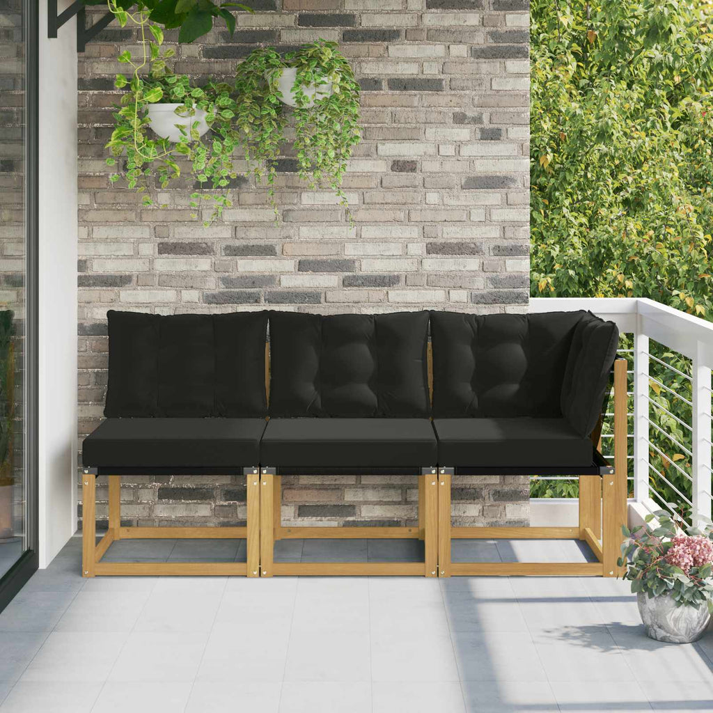 Outdoor Mittel- und Ecksofa mit Kissen 3 Stück Weiß