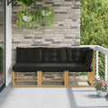 Outdoor Mittel- und Ecksofa mit Kissen 3 Stück Weiß