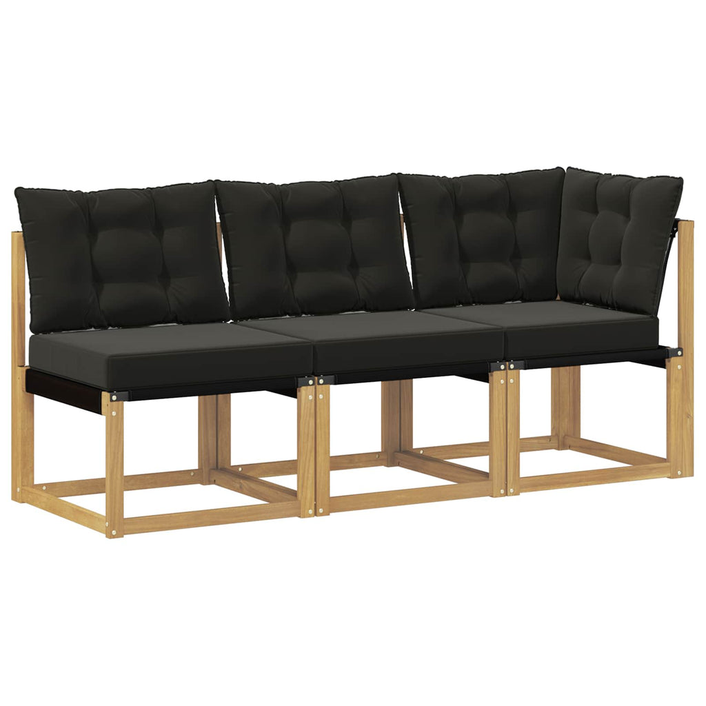 Outdoor Mittel- und Ecksofa mit Kissen 3 Stück Weiß