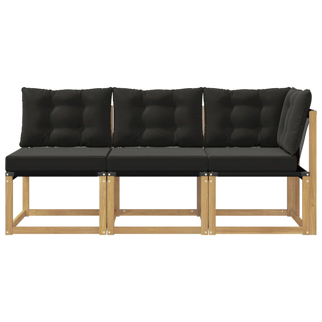 Outdoor Mittel- und Ecksofa mit Kissen 3 Stück Weiß