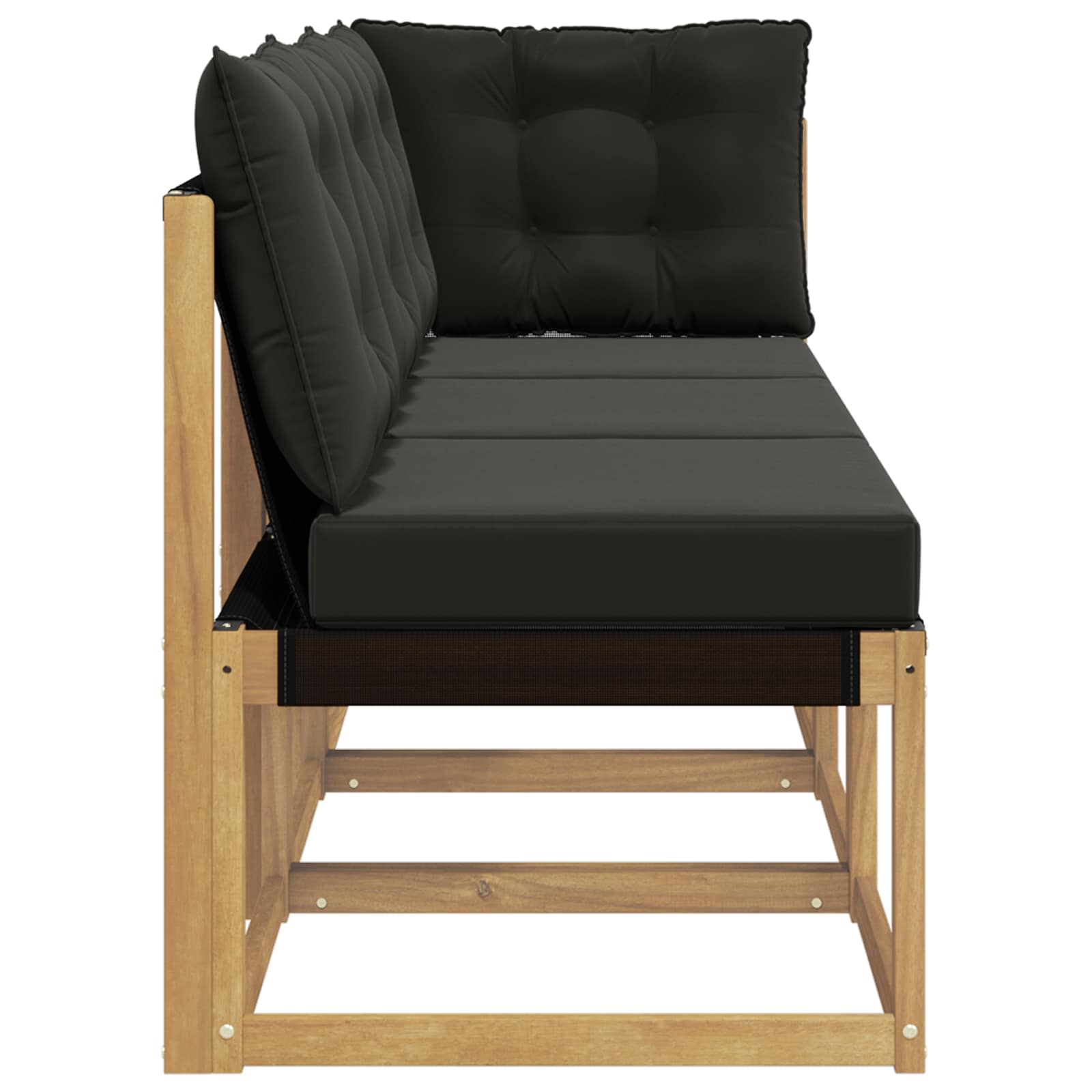 Outdoor Mittel- und Ecksofa mit Kissen 3 Stück Weiß