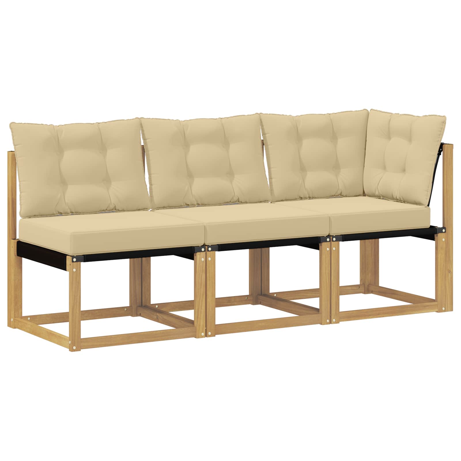 Outdoor Mittel- und Ecksofa mit Kissen 3 Stück Weiß