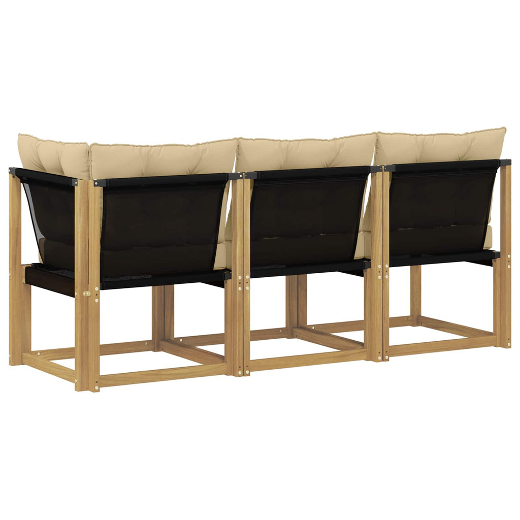 Outdoor Mittel- und Ecksofa mit Kissen 3 Stück Weiß
