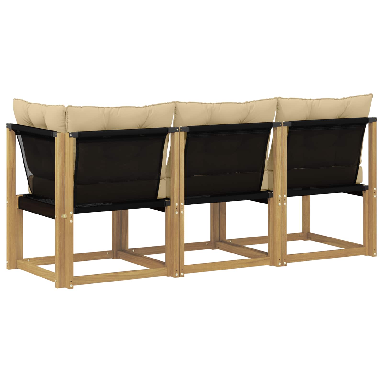 Outdoor Mittel- und Ecksofa mit Kissen 3 Stück Weiß