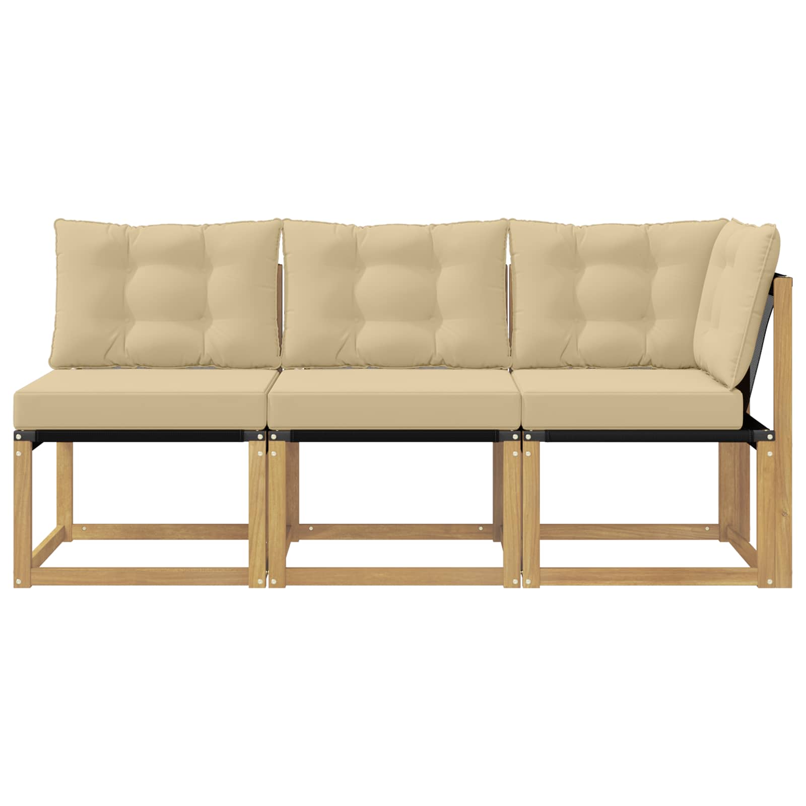 Outdoor Mittel- und Ecksofa mit Kissen 3 Stück Weiß