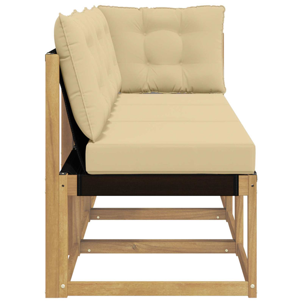 Outdoor Mittel- und Ecksofa mit Kissen 3 Stück Weiß