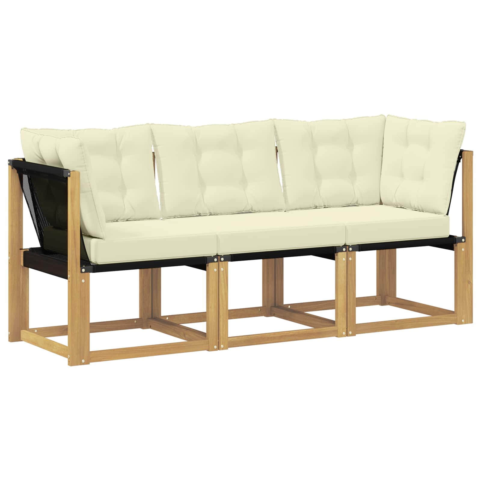 Outdoor Mittel- und Ecksofa mit Kissen 3 Stück Weiß