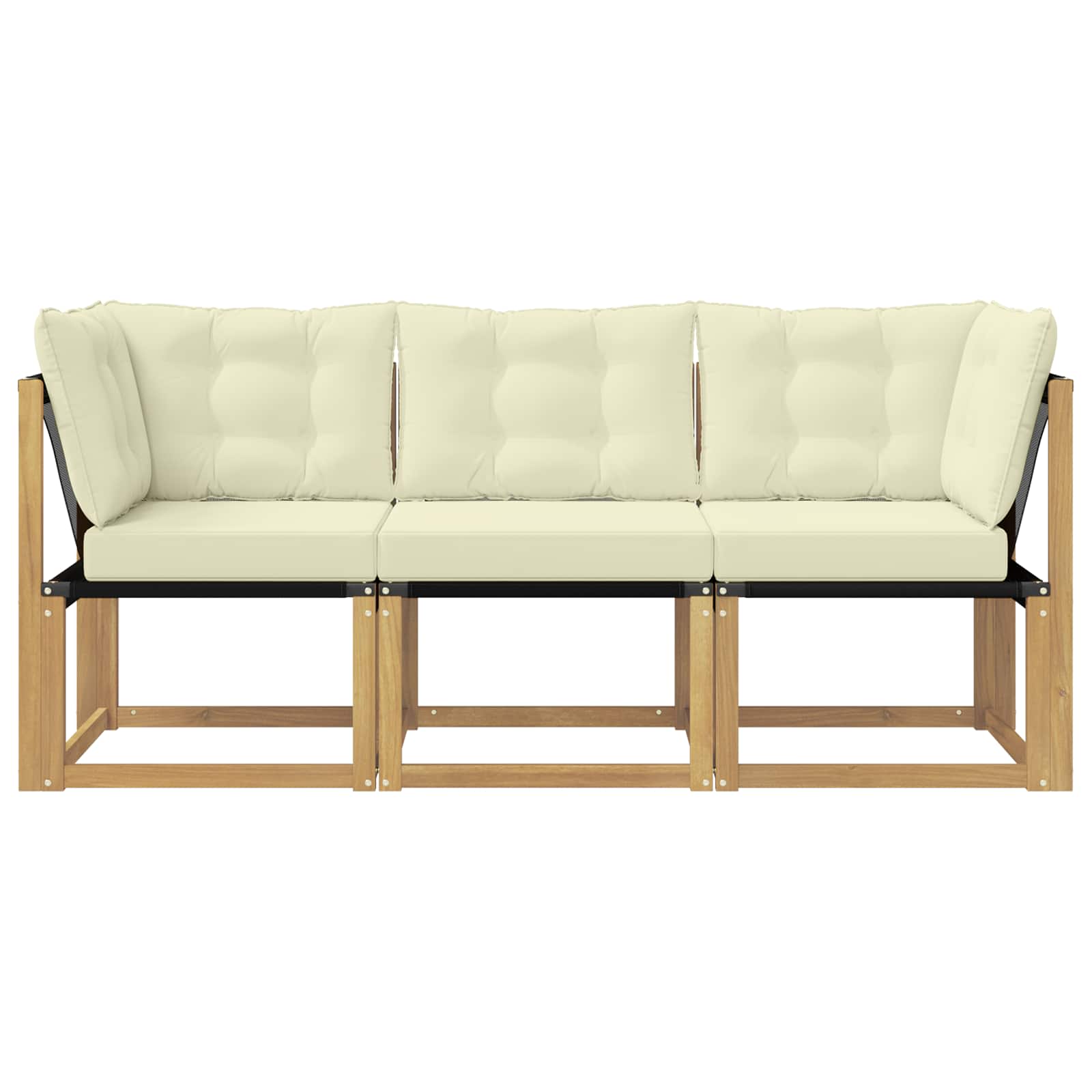Outdoor Mittel- und Ecksofa mit Kissen 3 Stück Weiß