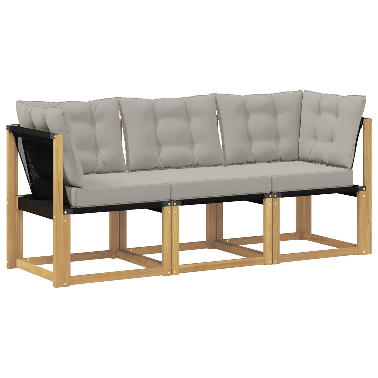 Outdoor Mittel- und Ecksofa mit Kissen 3 Stück Weiß
